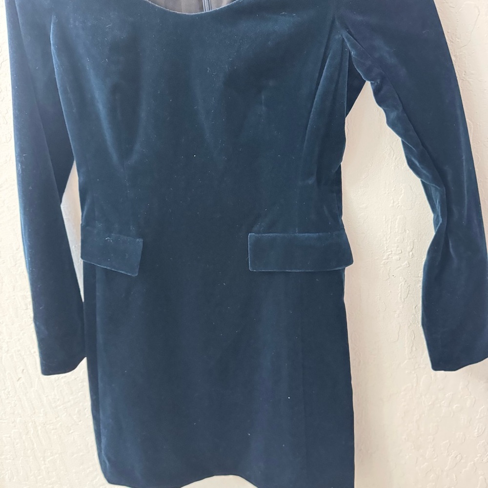 Theory Blue Velour Velvet Shift Dress Size 0 - Picture 3 of 5